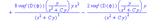 -mu*(4*vinf*((`@@`(D, 2))(`ϕ`))(y/(x^2+C*y))*y^2*x^2/(x^2+C*y)^4+8*vinf*(D(`ϕ`))(y/(x^2+C*y))*y*x^2/(x^2+C*y)^3-2*vinf*(D(`ϕ`))(y/(x^2+C*y))*y/(x^2+C*y)^2+vinf*(D(`ϕ`))(y/(...